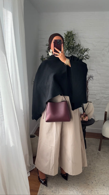 Jupe ultra longue évasée stretch | Beige