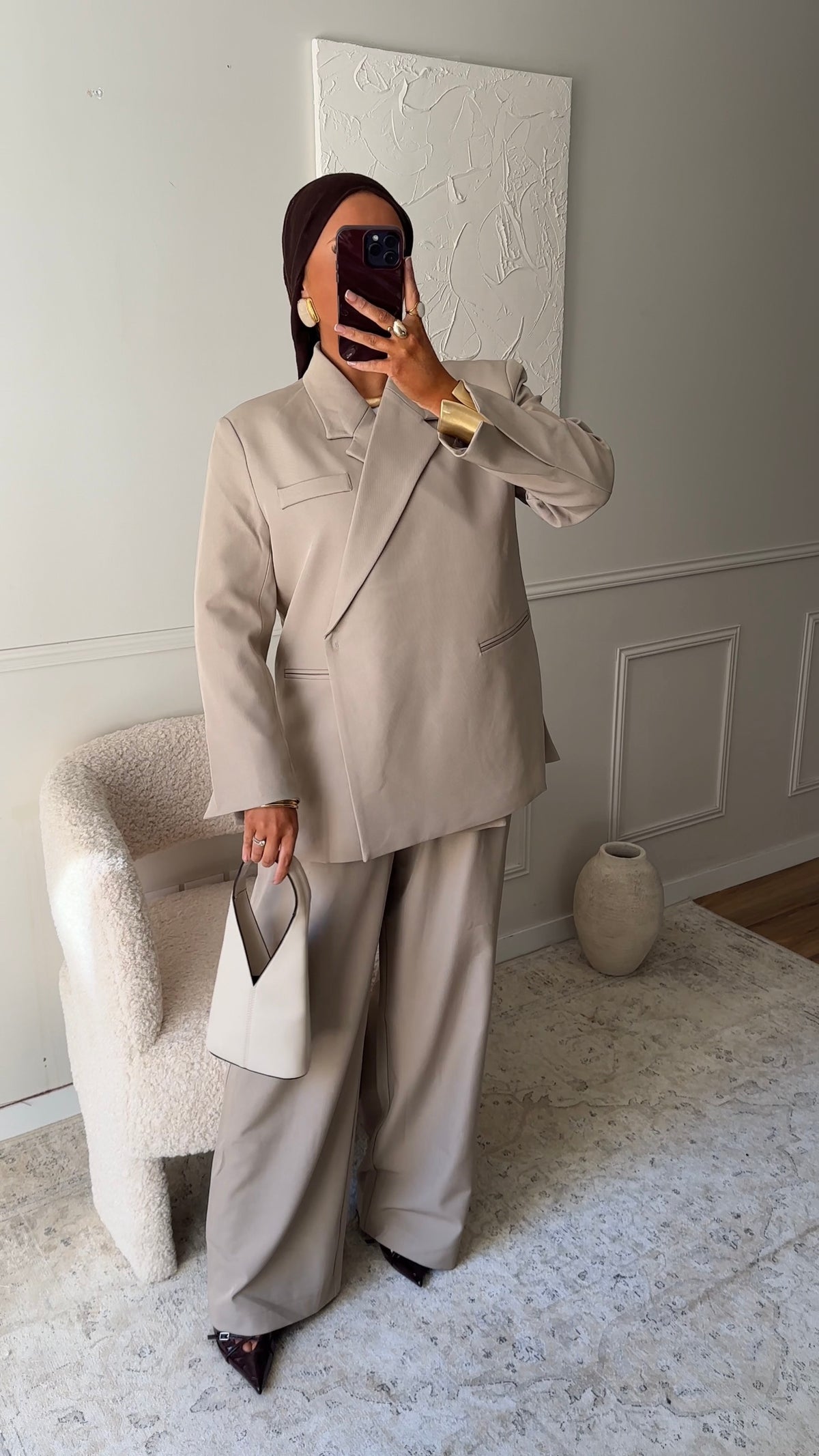 [GAMME PREMIUM] Blazer oversize cache cœur | Beige