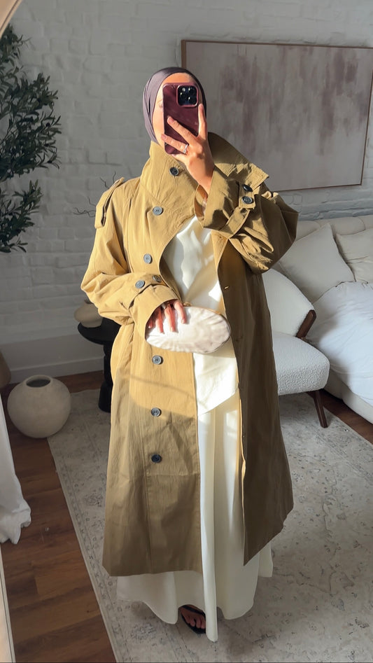 [GAMME PREMIUM] Trench ultra long à boutons | Vert