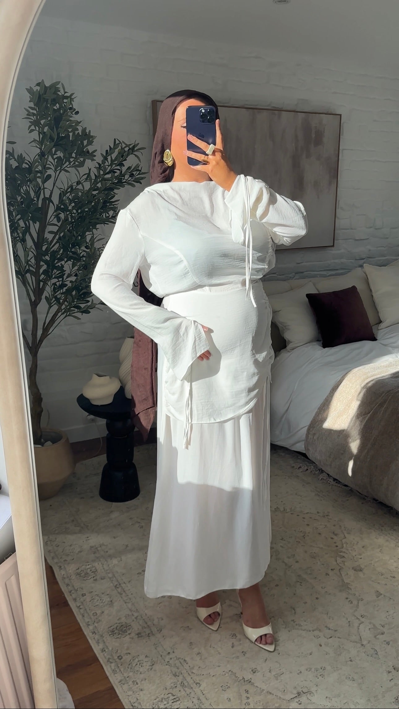 Robe longue à lacets | Blanc