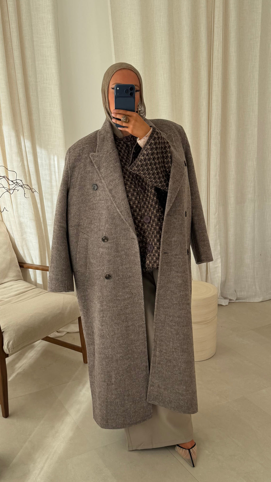 [GAMME LUXE] Manteau ultra long et chaud en laine véritable | Taupe