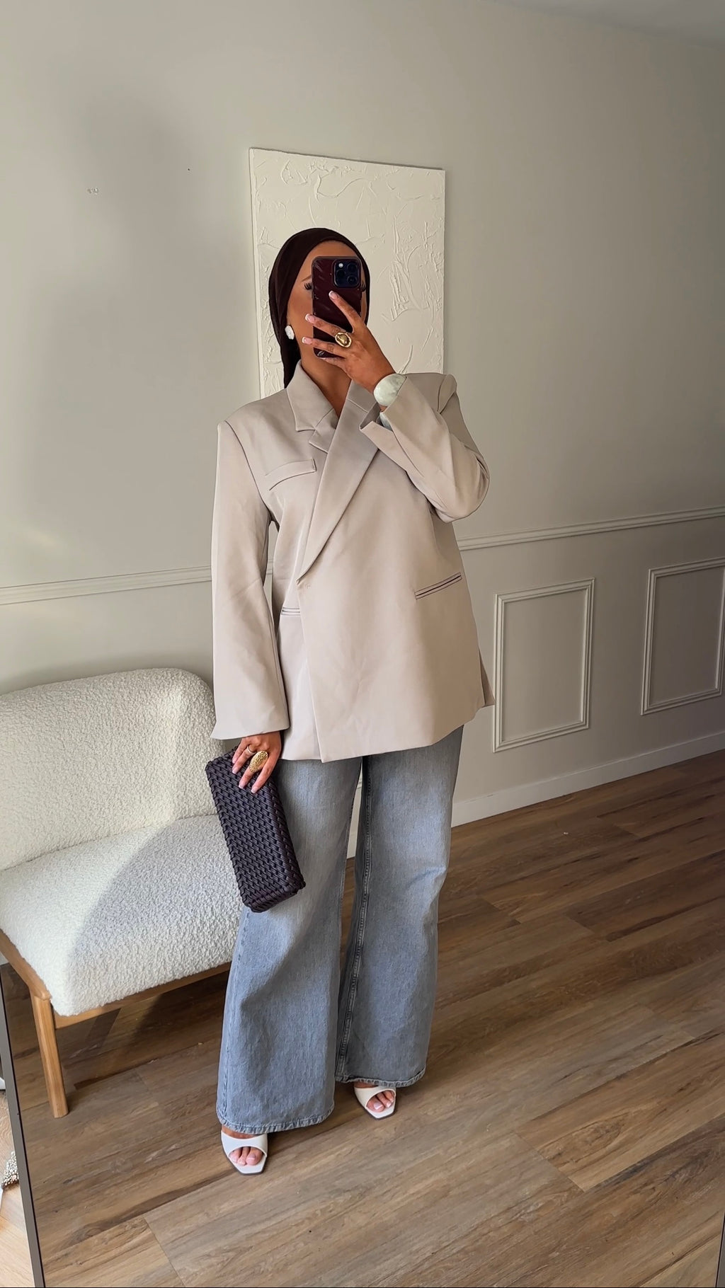 [GAMME PREMIUM] Blazer oversize cache cœur | Beige