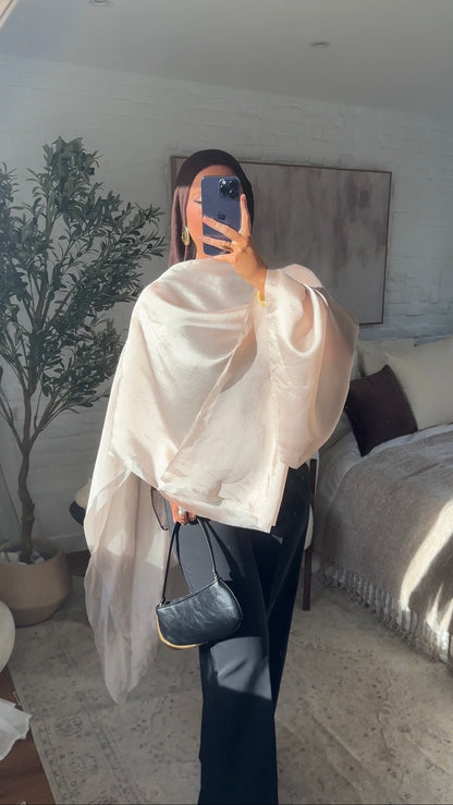 [CRÉATION] Cape oversize double matière | Rose pâle