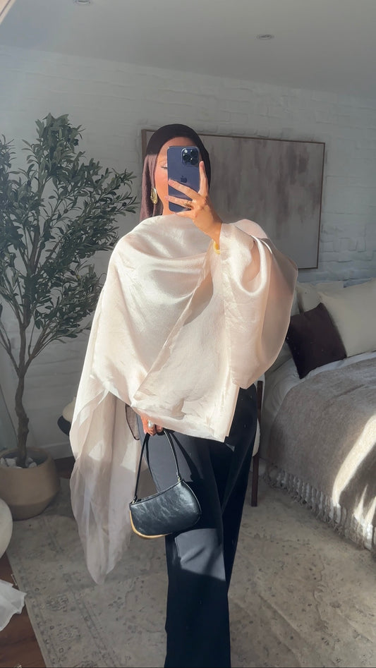 [CRÉATION] Cape oversize double matière | Rose pâle