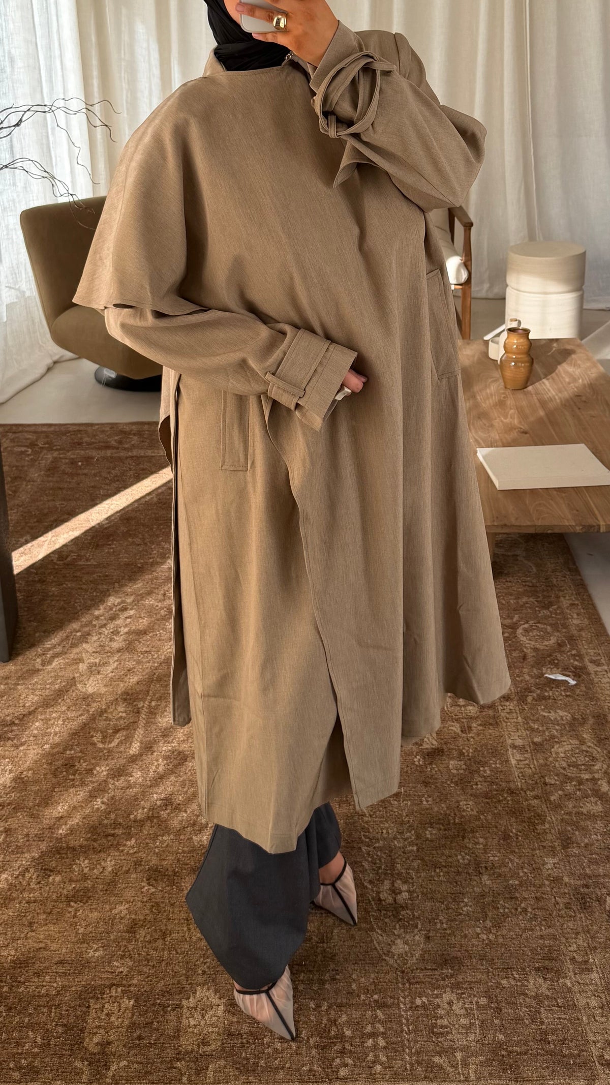 [GAMME PREMIUM] Trench ultra long à cape | Beige