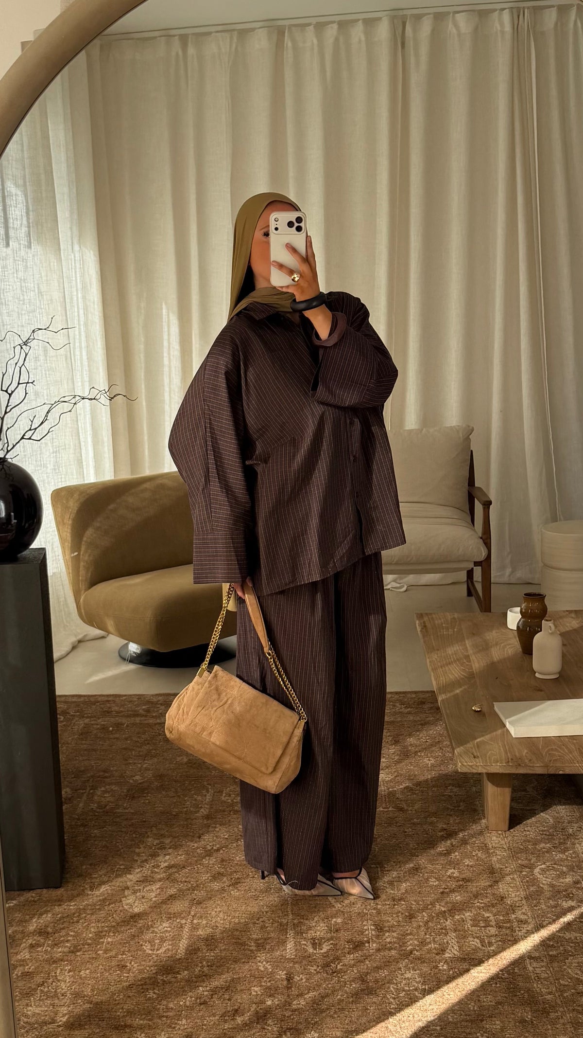 Ensemble oversize à carreaux | Marron