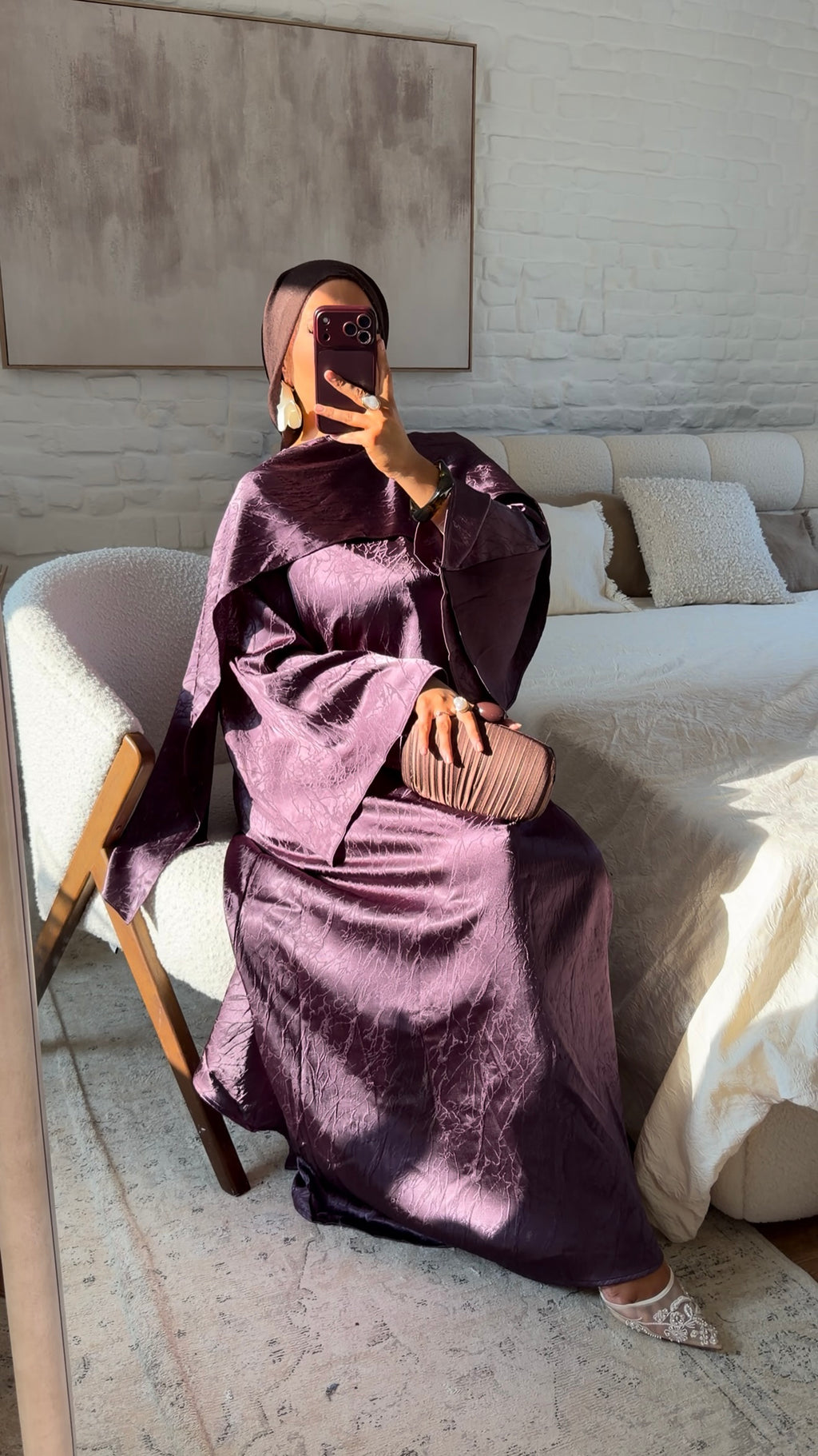 Robe ultra longue à cape intégrée OVA | Aubergine