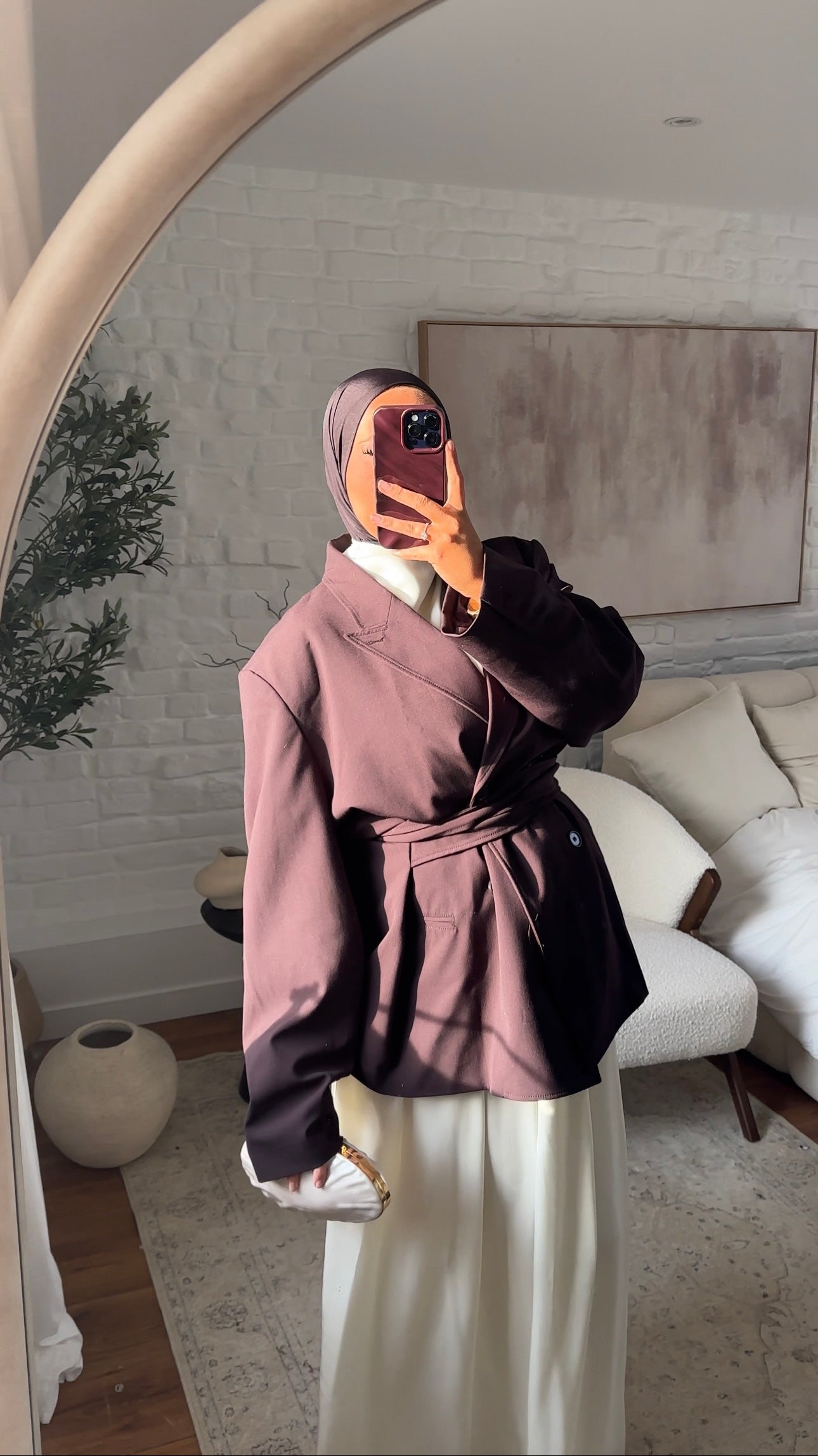 [GAMME PREMIUM] Blazer ultra large à ceinture | Aubergine