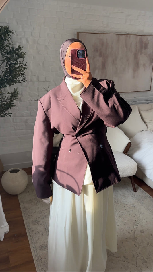 [GAMME PREMIUM] Blazer ultra large à ceinture | Aubergine