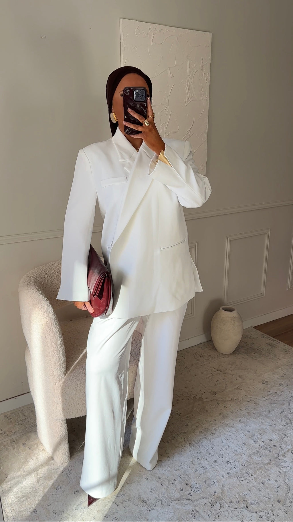 [GAMME PREMIUM] Blazer oversize cache cœur | Blanc