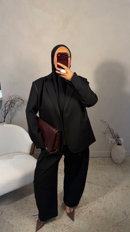 [GAMME LUXE] Blazer luxe ultra large avec liseré | Noir
