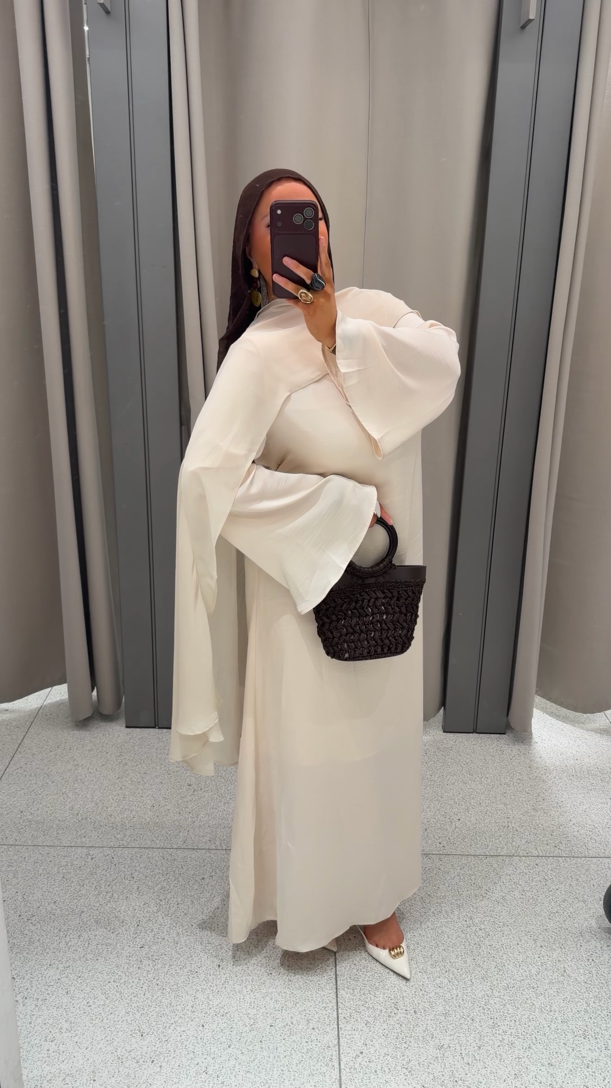 [GAMME PREMIUM] Robe ultra longue satinée à cape amovible AZURA | VERT