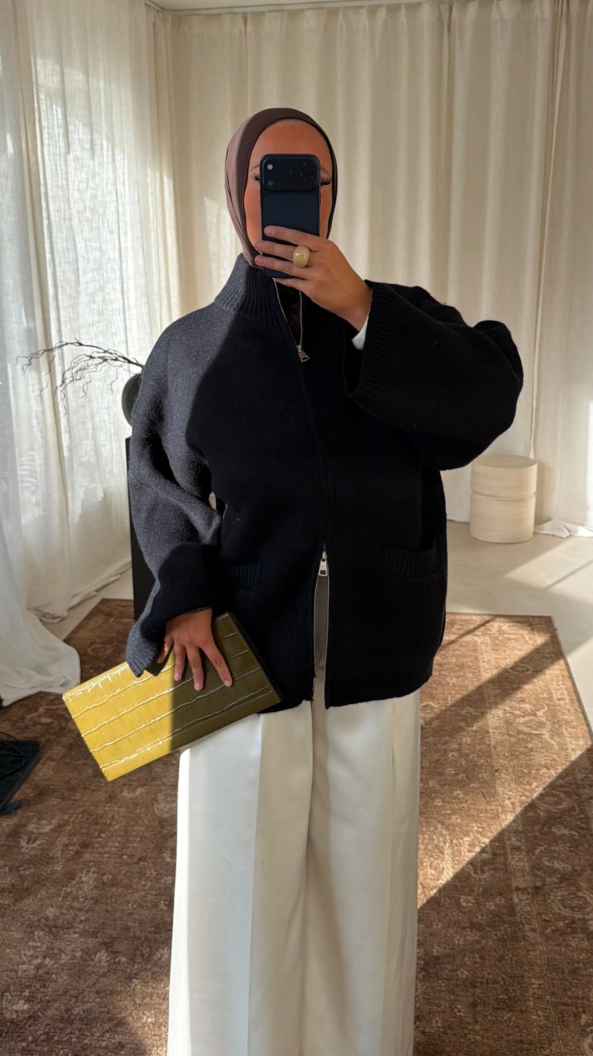 [GAMME PREMIUM] Pull doux et chaud à zip ALARIA | Noir