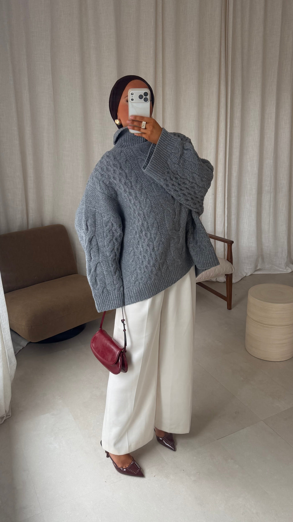 [GAMME PREMIUM] Pull à col montant ultra chaud OSLO | Gris