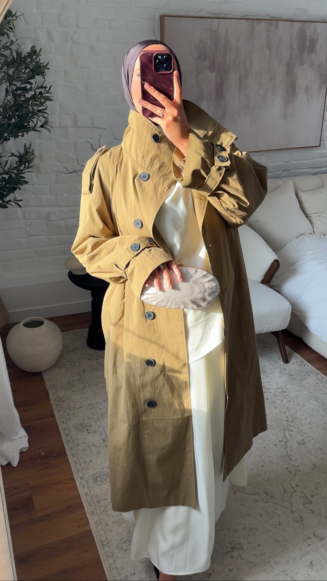 [GAMME PREMIUM] Trench ultra long à boutons | Vert