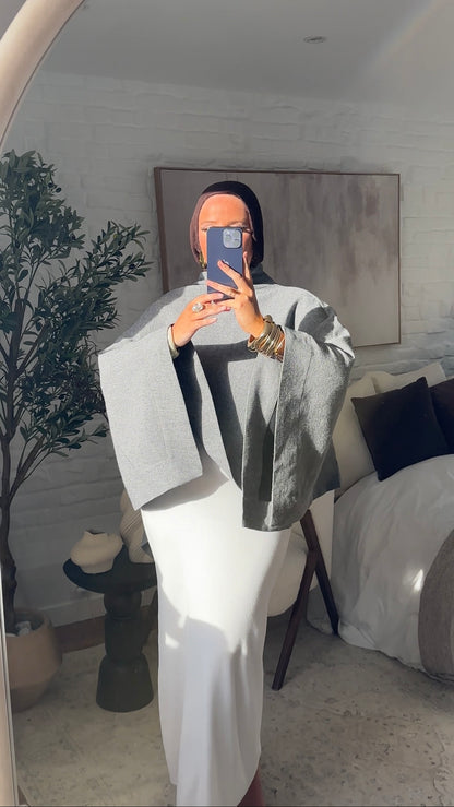 [CRÉATION] Cape longue ultra oversize asymétrique | Gris