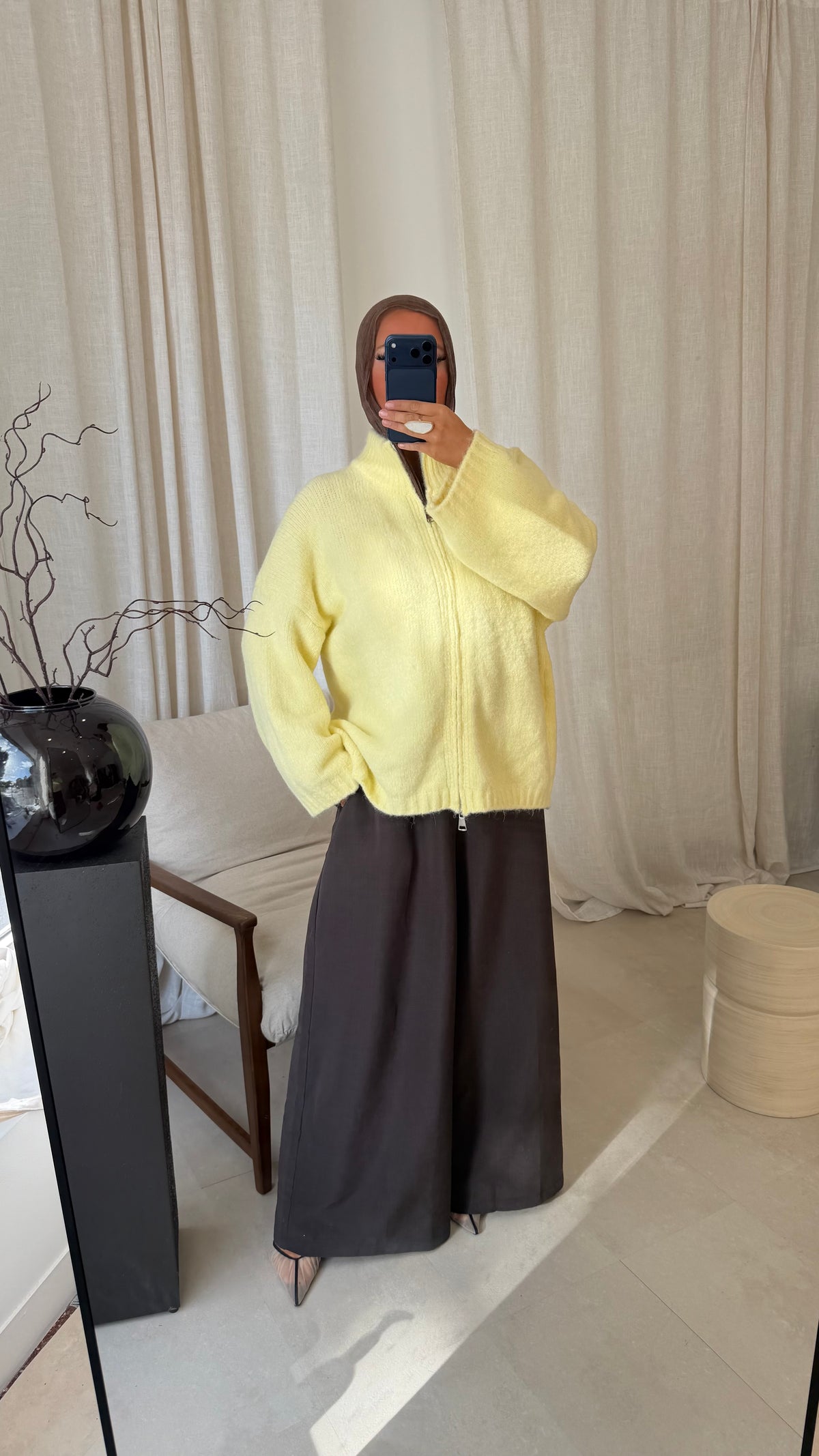 Pull long ultra doux à zip NIREL | Jaune