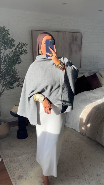 [CRÉATION] Cape longue ultra oversize asymétrique | Gris