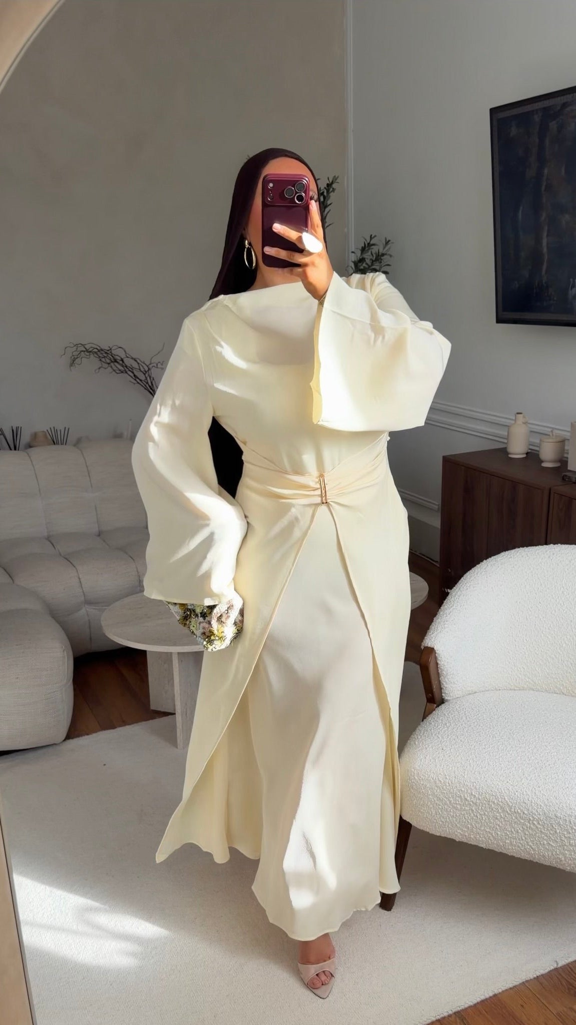 Robe ultra longue à nouer à l'arrière | Jaune