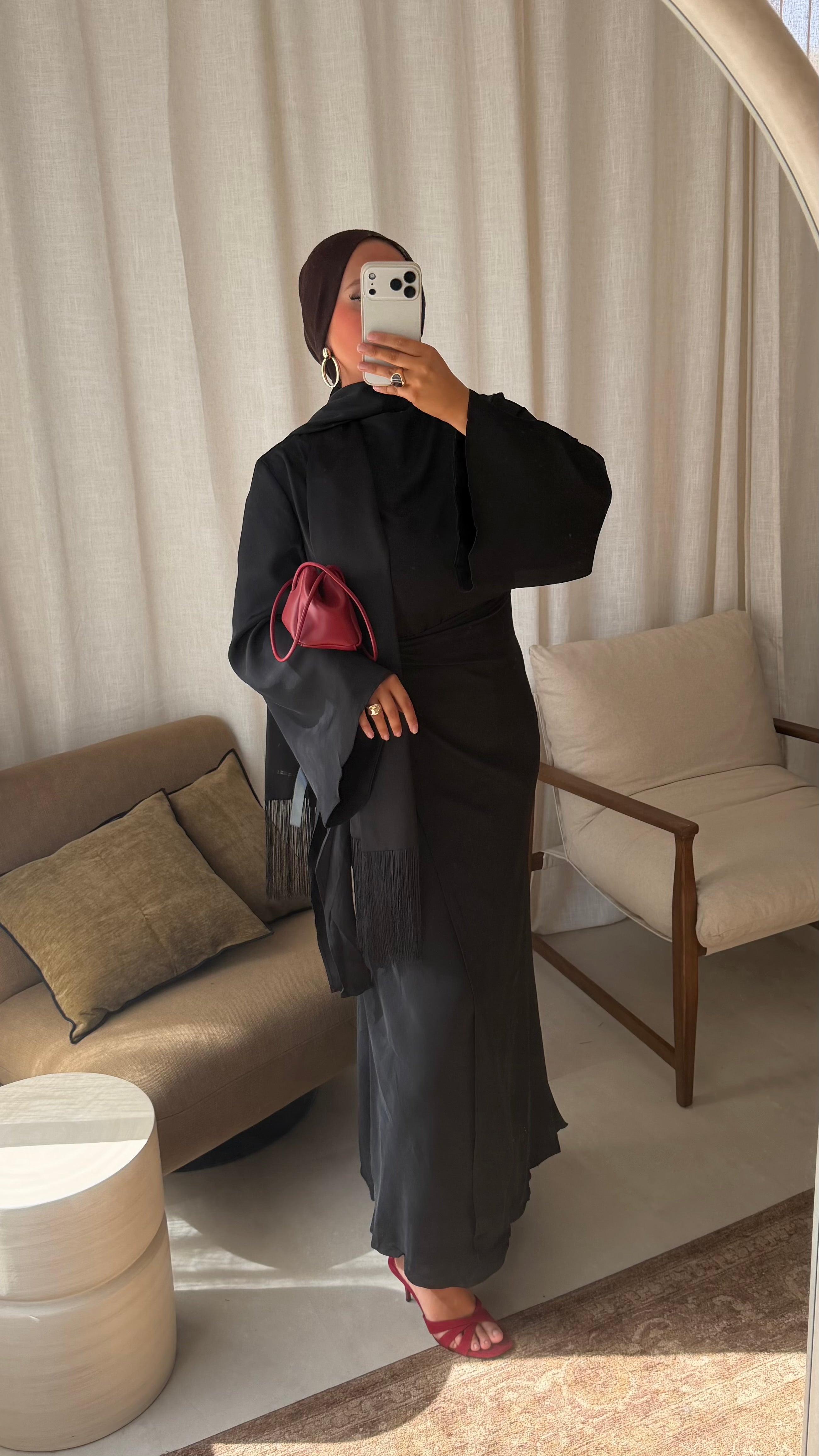 Robe ultra longue satinée | Noir