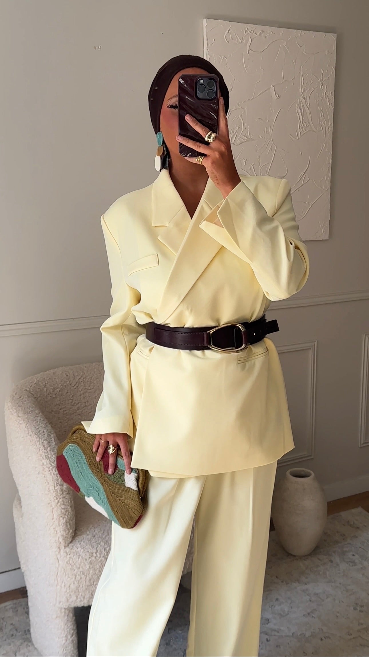 [GAMME PREMIUM] Blazer cache cœur oversize | Jaune