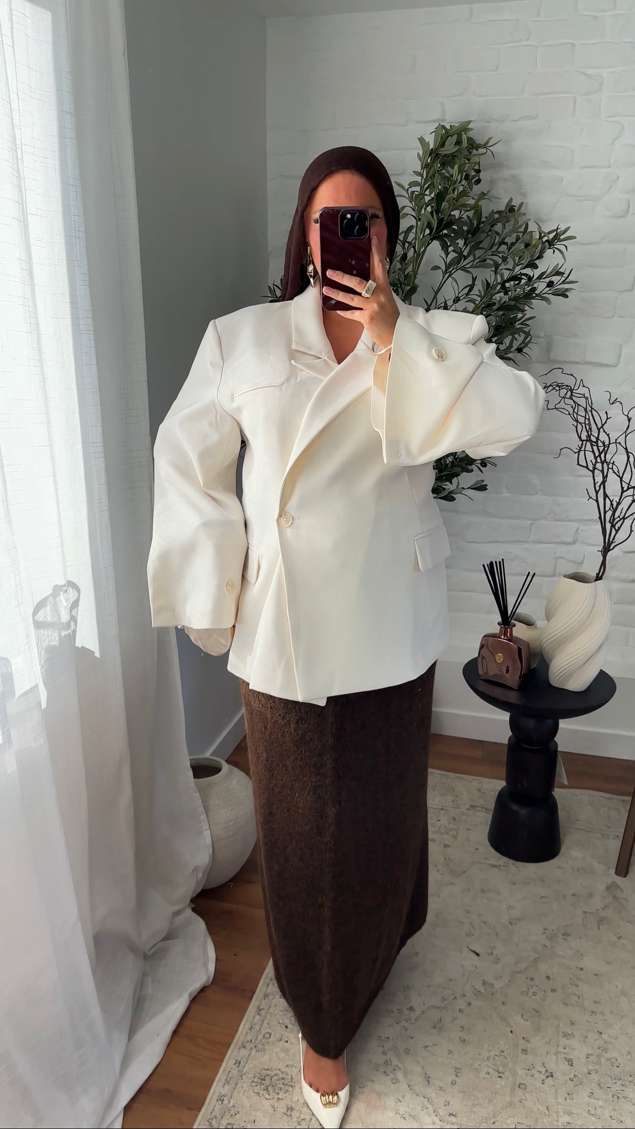 [GAMME PREMIUM] Blazer cache cœur oversize à boutonnage | Écru