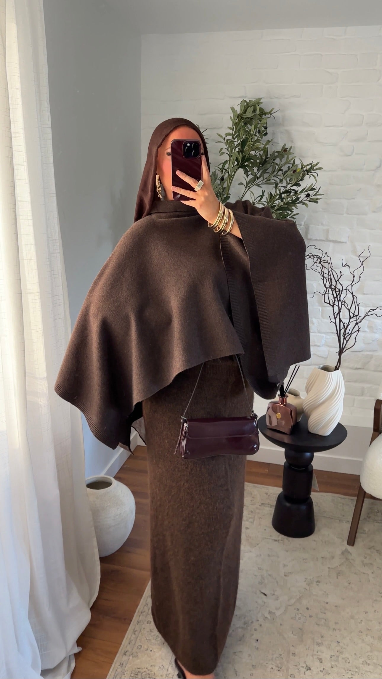 Cape en maille ultra douce Marron | Pré-commande