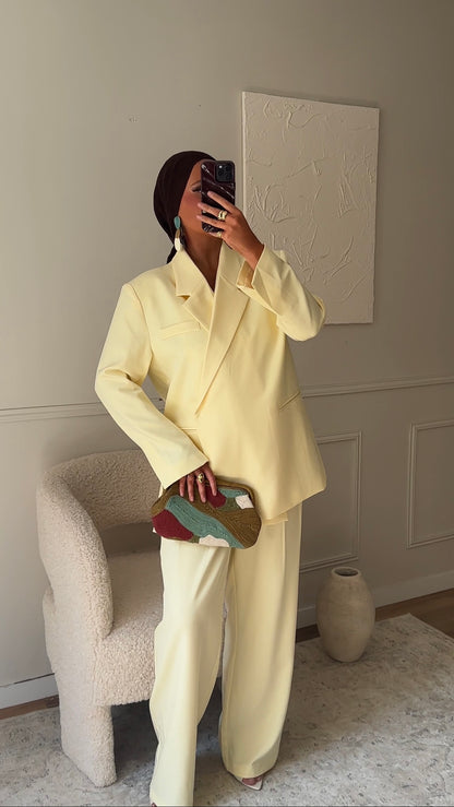 [GAMME PREMIUM] Blazer cache cœur oversize | Jaune