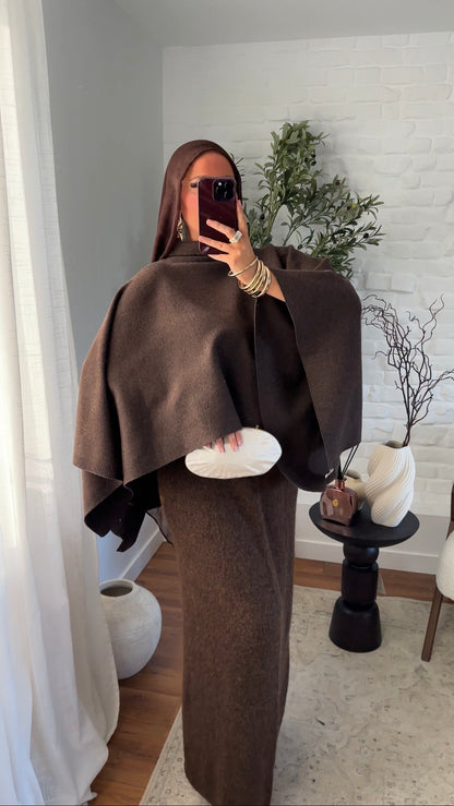 Cape en maille ultra douce Marron | Pré-commande