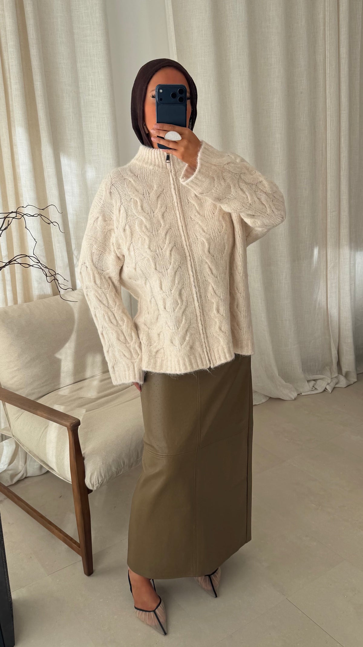 Pull long ultra doux torsadé SAMARIA | Crème
