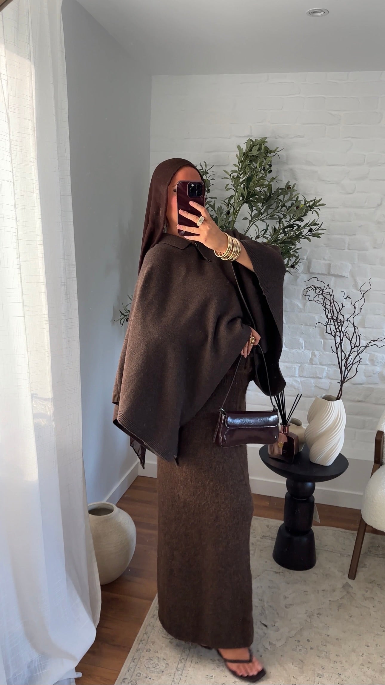 Cape en maille ultra douce Marron | Pré-commande
