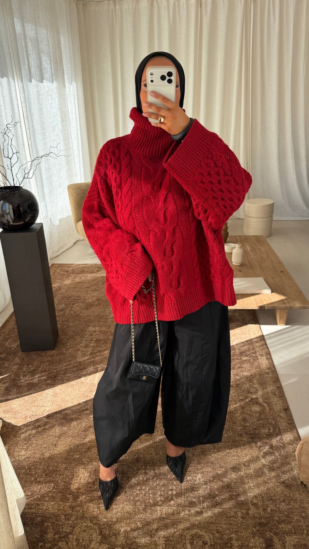 [GAMME PREMIUM] Pull à col montant ultra chaud OSLO | Rouge