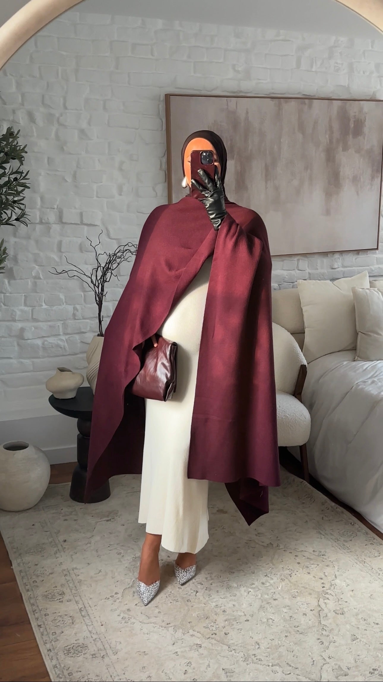 [CRÉATION] Cape ultra longue en maille | Bordeaux