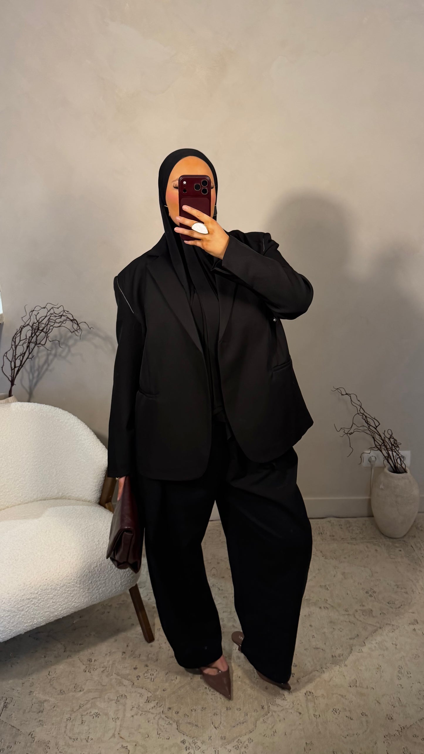 [GAMME LUXE] Blazer luxe ultra large avec liseré | Noir