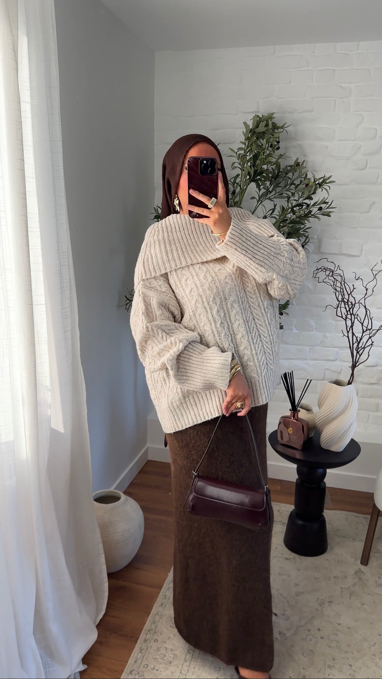 Pull ultra chaud en laine et col montant | Beige
