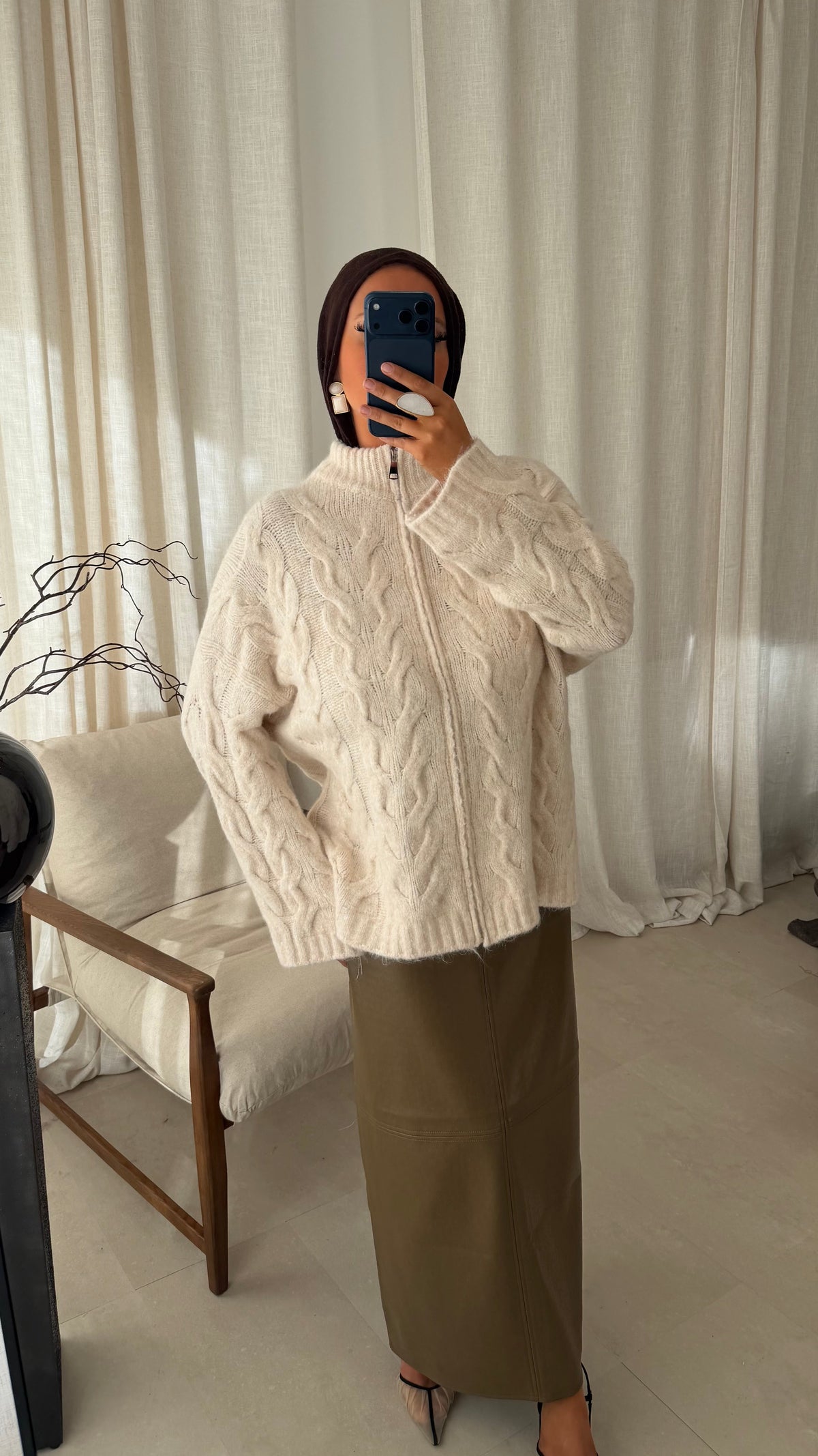 Pull long ultra doux torsadé SAMARIA | Crème
