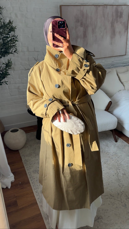 [GAMME PREMIUM] Trench ultra long à boutons | Vert