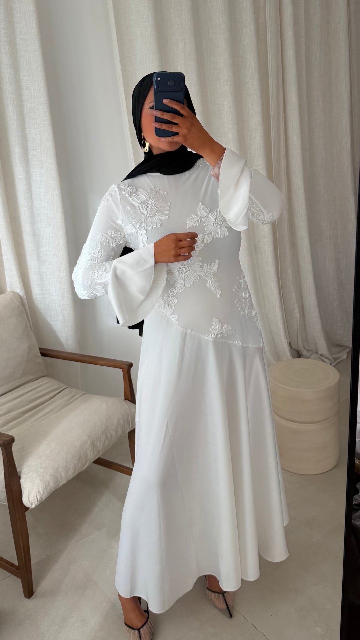 Robe longue à motifs YANA | Blanc