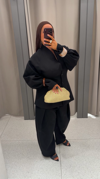 [GAMME PREMIUM] Blazer à manches bouffantes | Noir