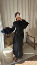 Robe ultra longue satinée | Noir