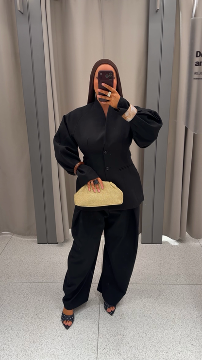 [GAMME PREMIUM] Blazer à manches bouffantes | Noir