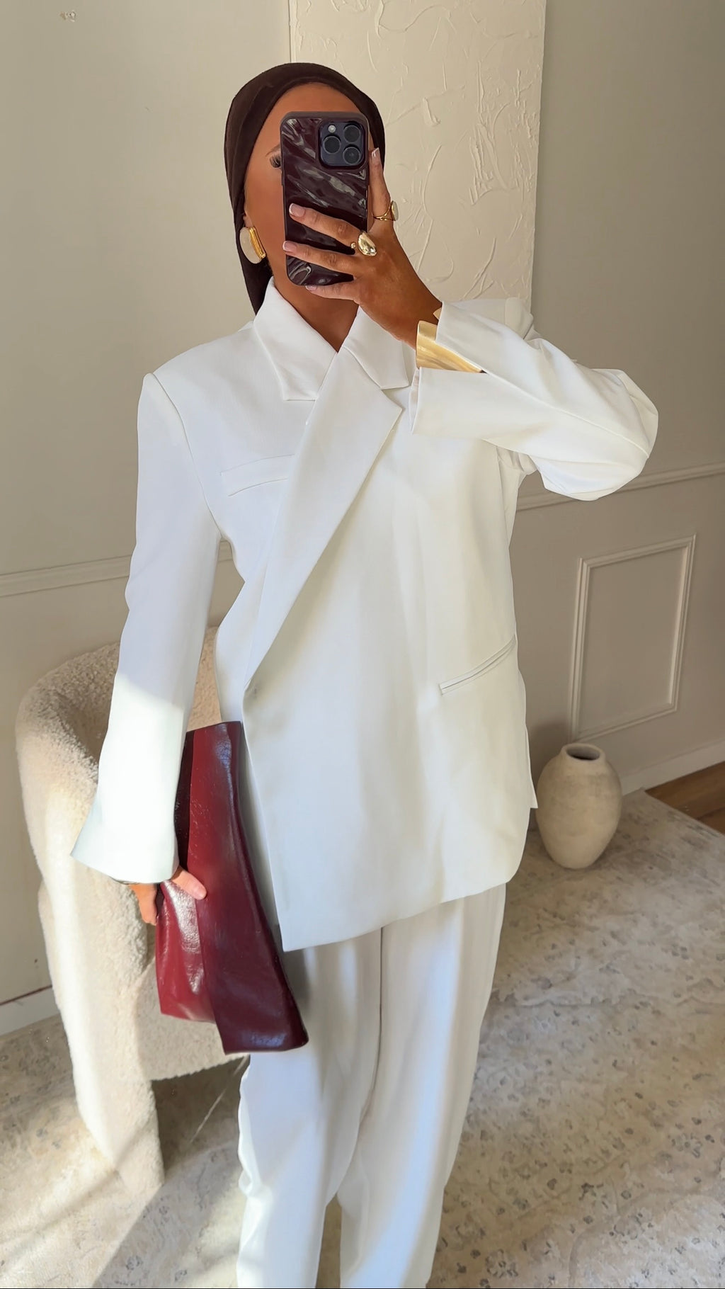 [GAMME PREMIUM] Blazer oversize cache cœur | Blanc