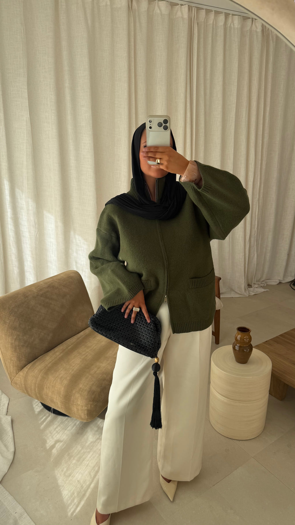 Pull doux et chaud à zip | Vert