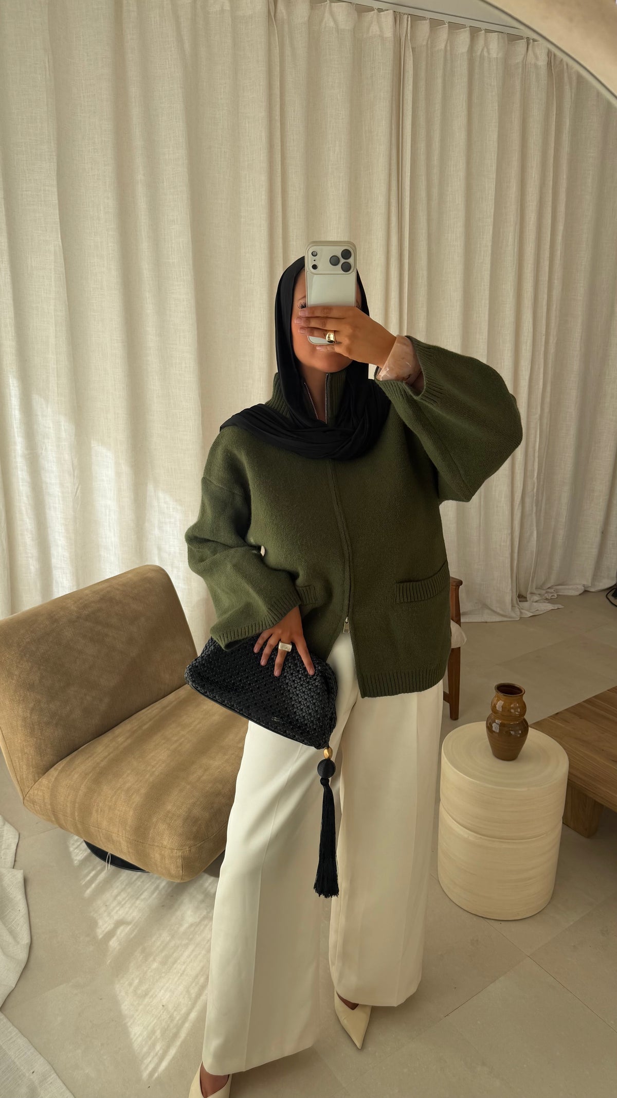 Pull doux et chaud à zip | Vert