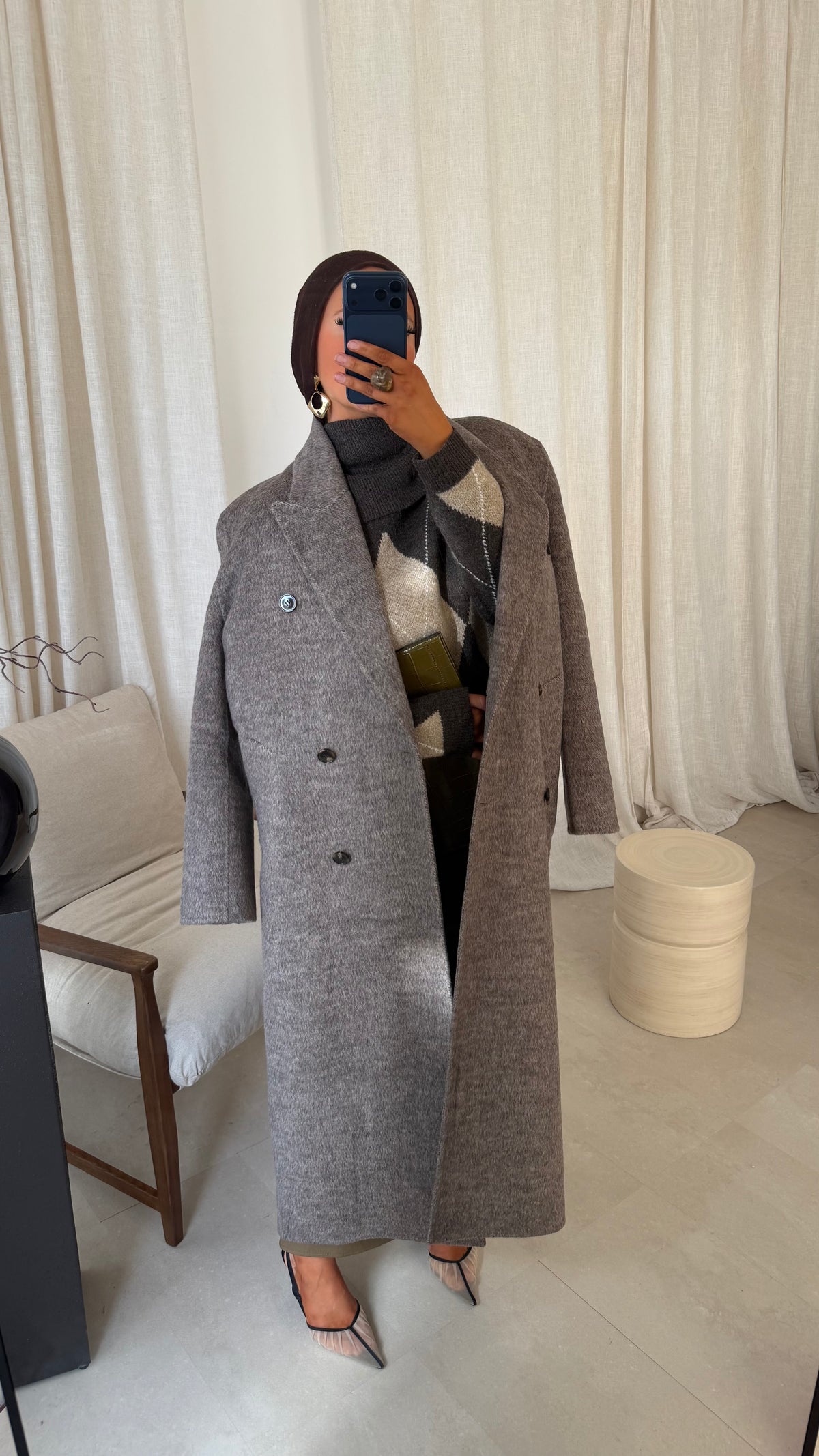 [GAMME LUXE] Manteau ultra long et chaud en laine véritable | Taupe