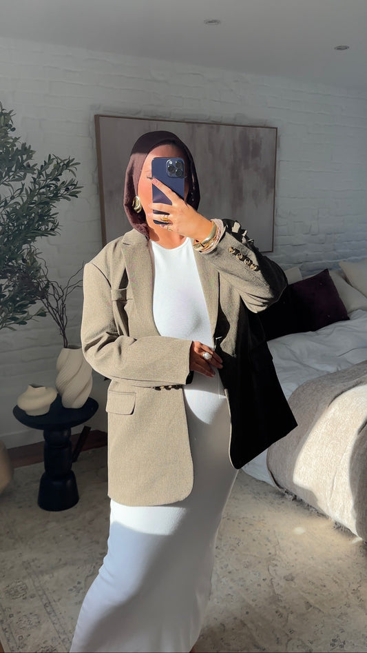[GAMME PREMIUM] Blazer oversize cintré | Marron/Taupe