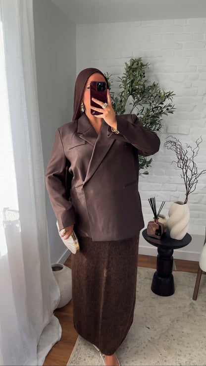 [GAMME PREMIUM] Blazer cache cœur oversize | Marron