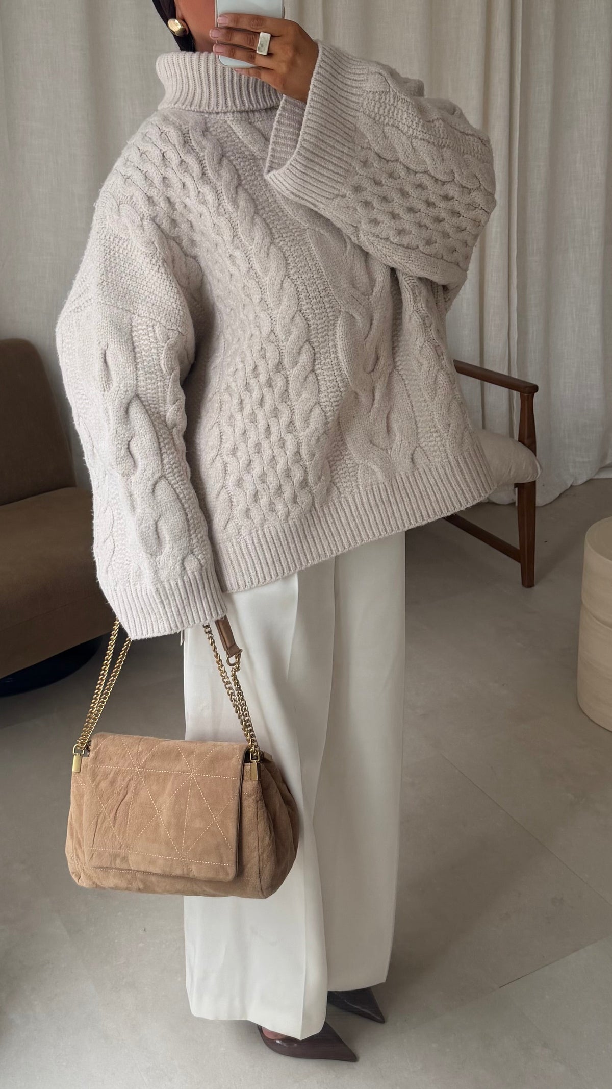 [GAMME PREMIUM] Pull à col montant ultra chaud OSLO | Beige