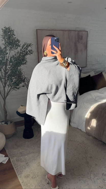 [CRÉATION] Cape longue ultra oversize asymétrique | Gris