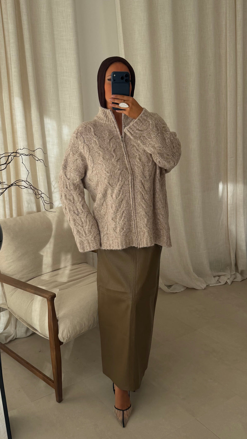 Pull long ultra doux torsadé SAMARIA | Beige